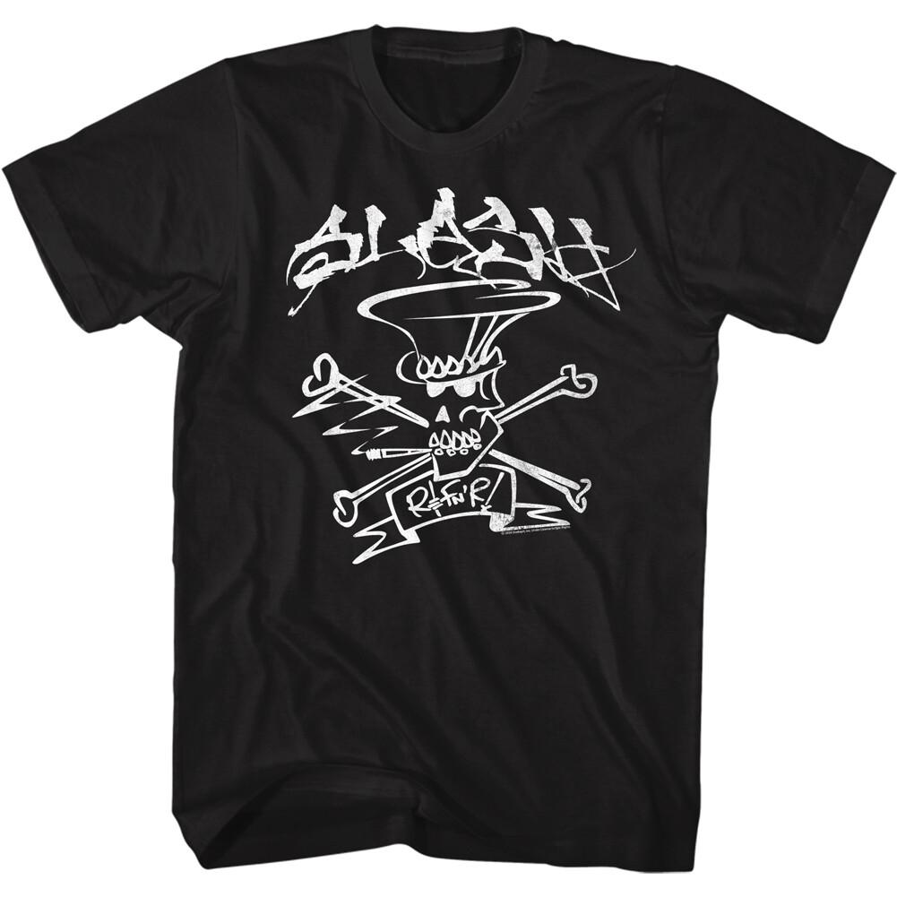 Slash Skull & Crossbone Drawing R & FNR Men s T Shirt Heavy Metal Music Merch S