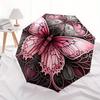 Stunning Pink Butterfly Stained Cute Wall Art Umbrella, Cute Umbrella with Cute Design, Portable 3-Fold Compact Umbrella for Men & Women, Valentine's