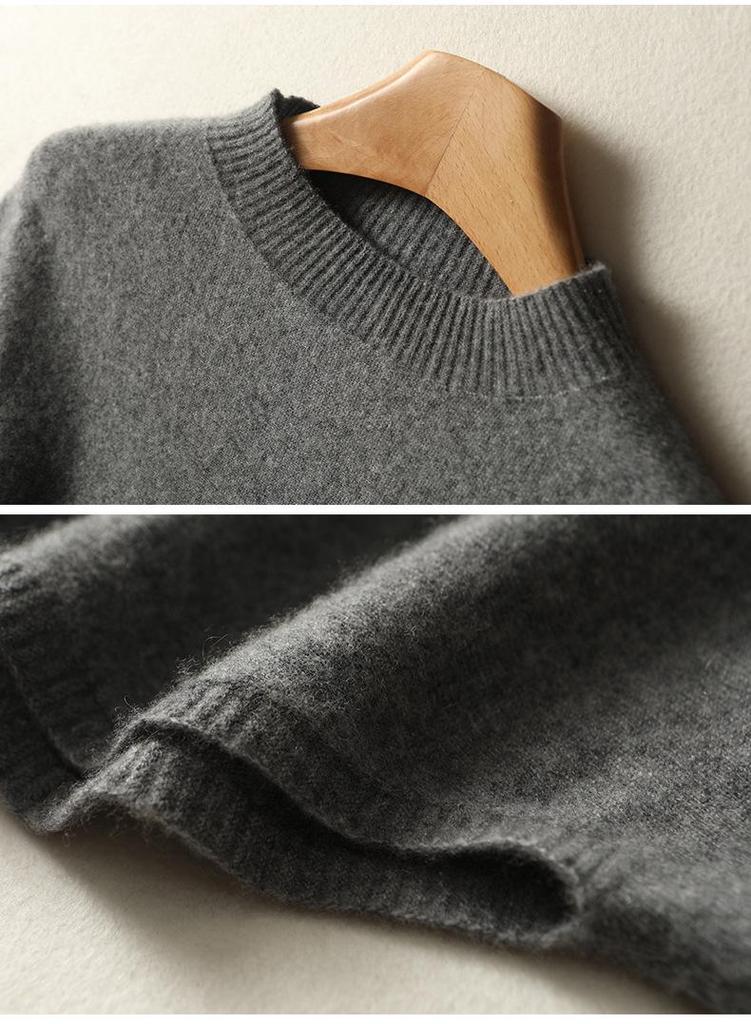 Women's Pure Wool Sweater - Bell Sleeves, Loose Fit, Half-High Neck, Trendy Autumn/Winter Knitwear
