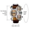 JEWELRYWE Men's Watch Analog Waterproof Leather Strap Large Dial Fashion Casual Business Gift Brown