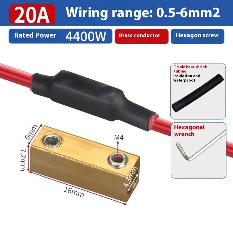 5Pcs Brass Terminal Block With Heat Shrink Tubing High Current Waterproof Quick Terminal Block Pressure Free Fast Connector
