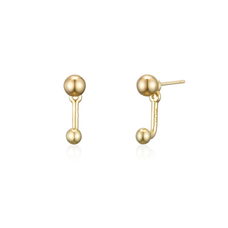 LUNNE 14k Double Ball Two-Way Earrings (14k Gold) #L08
