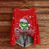 Women's Fashion Round Neck Long Sleeve Christmas Print Casual Knit Pullover Top