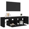 TV Cabinet with LED Lights Black Oak Effect 140 X 36.5 X 40 Cm
