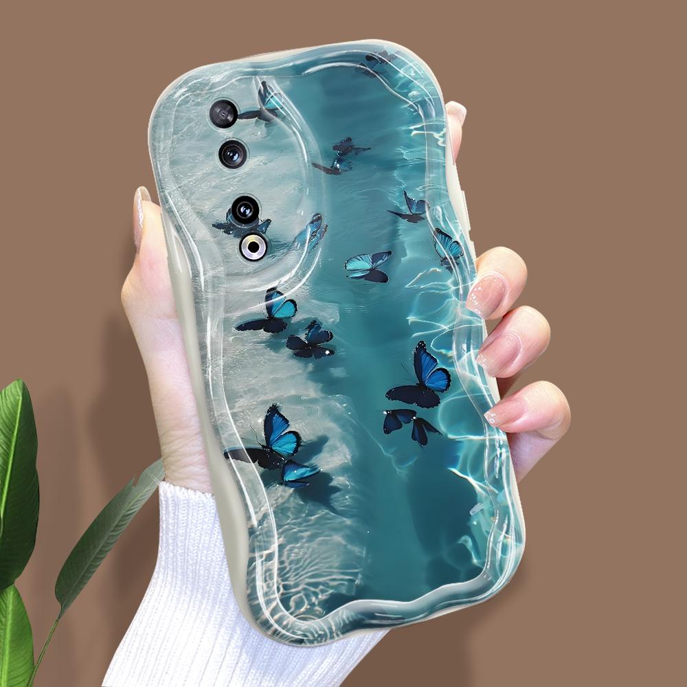 

Милый мультяшный узор, кремовая текстура, мягкий силиконовый чехол с волнистыми краями, чехол для телефона для Huawei Honor Infinix Tecno iPhone Honor 70 Lite белый