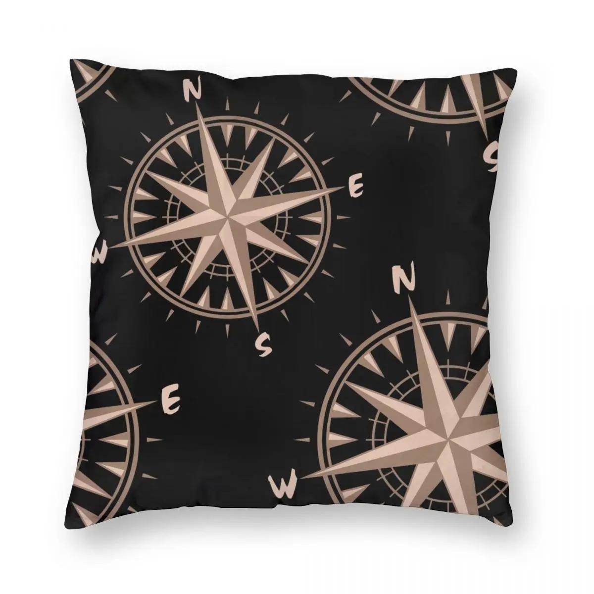 

Винтажная наволочка с компасом в морском стиле, двусторонняя печать, полиэстер, декоративная наволочка для подушки, наволочка для диванной подушки, домашний опт 66x66cm бежевый