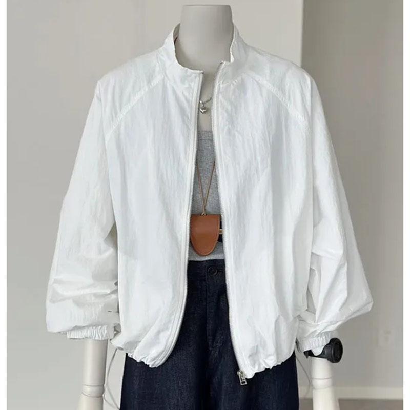 

Корейская женская куртка с длинными рукавами и солнцезащитным кремом, весна-лето, женская спортивная куртка для отдыха, пальто, однотонная тонкая женская верхняя одежда XS белый