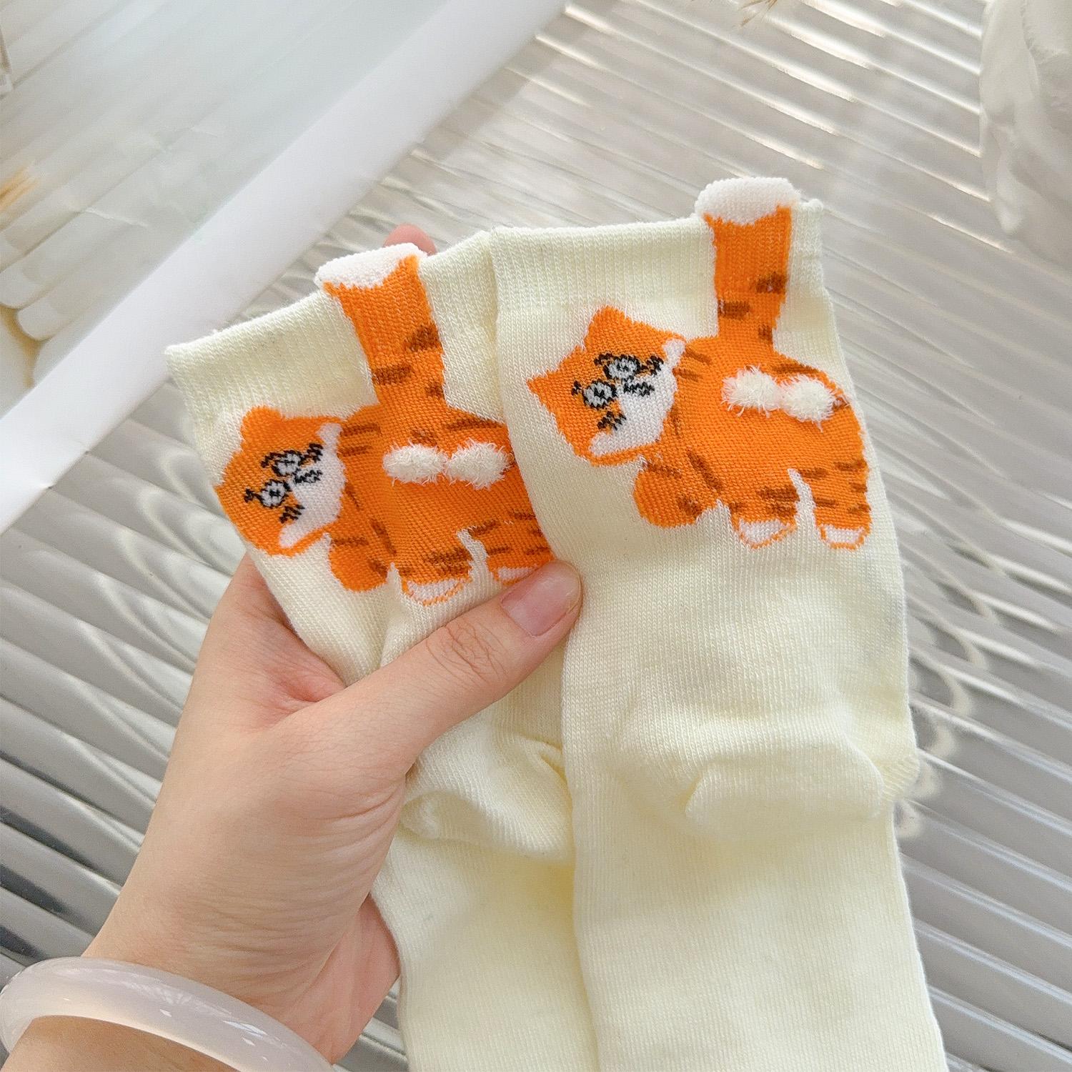 

Cat Egg Cotton Socks Couple Socks Cat Balls Kawaii Hand Knitting Socks Cartoon Cat Creative Gifts One Size
