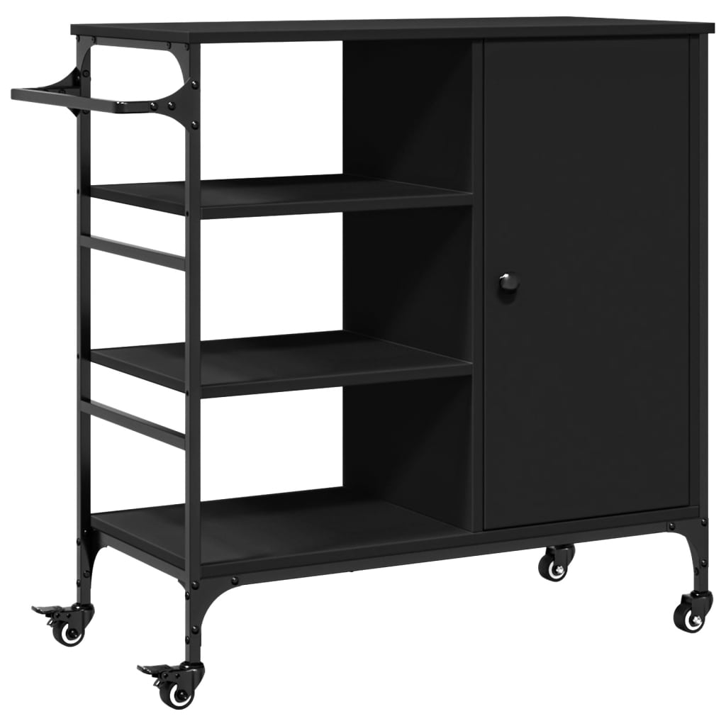 Kitchen Trolley Black 87.5 x 38.5 x 84.5 cm Engineered Wood