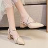 2024 Summer Shoes Women Sandals Fashion Modern Ladies High Heels Pointed toe Elegant Woman Party Shoes Square Heel 5cm D094