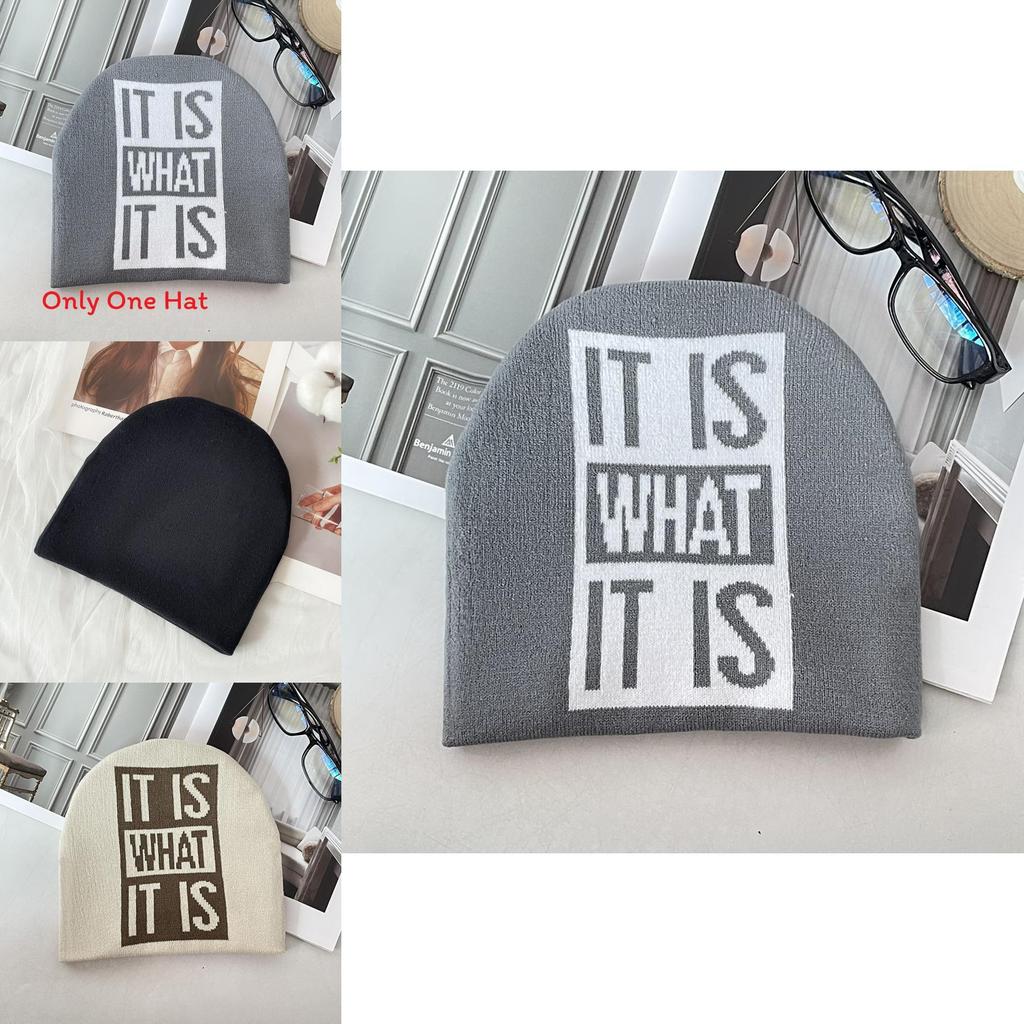 Winter Knit Cap With Elastic Fit And Alphabet Embroidery For Fashion Fans