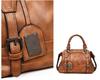 Retro Oil Wax Leather Boston Handbag, Large Capacity Shoulder & Crossbody Women's Bag