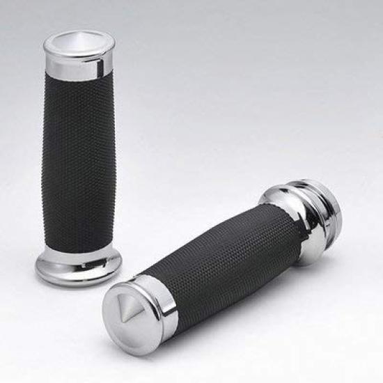 Kijima Motorcycle Parts Metra Aluminum Billet Knurled 128mm x 35mm for Electronic Throttle Chrome Grips, Rubber, Diameter, Non-Through Type,
