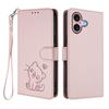 For iPhone 16 Wallet Case with Wrist Strap Love Cat Pattern Imprint Leather Phone Cover