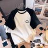 Girls' Cotton Raglan Short Sleeve T-shirt - Summer Loose Casual Print Top