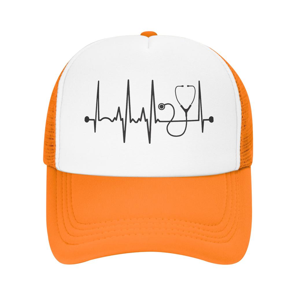 Sommer-Sonnenhüte Stethoskop Herzschlag Baseballkappe Stilvolle Trucker-Mütze Gewaschen Damen Unisex Tennis Skate Baseballkappen