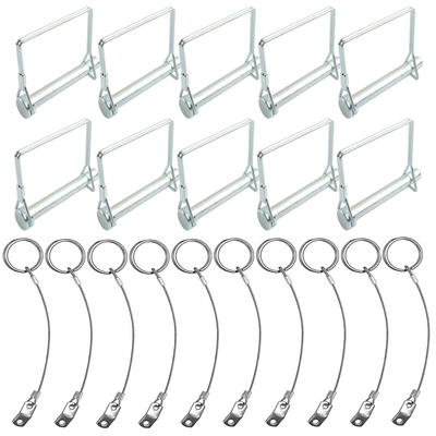 10 Piezas Pin Cuadrado para Remolque y Cuerda Antiperdida Kit de Pasador de Bloqueo de Eje y Pasador de Acoplamiento de Seguridad para Remolques