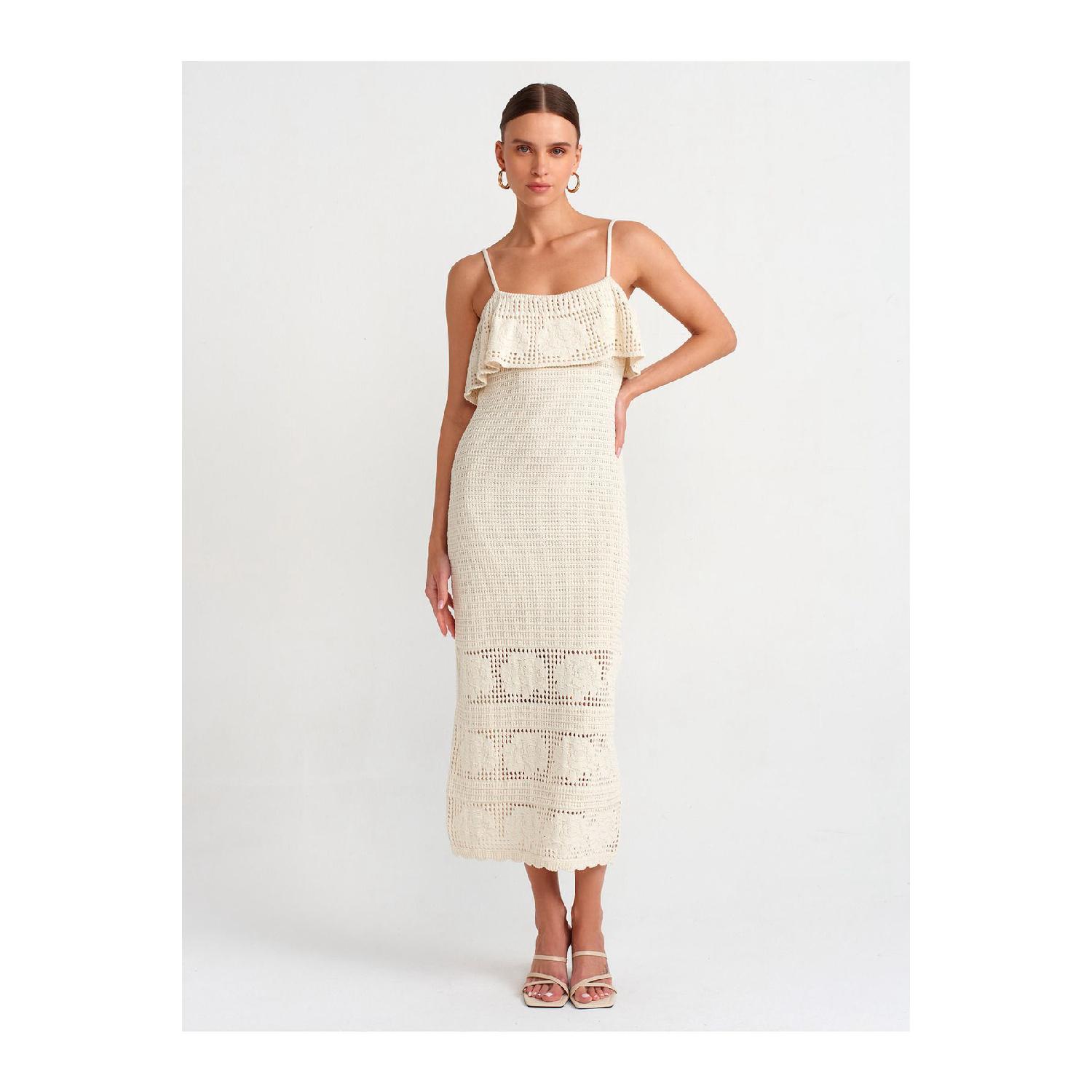 

90195 Трикотажное платье на бретелях-бежевый Standart чёрный