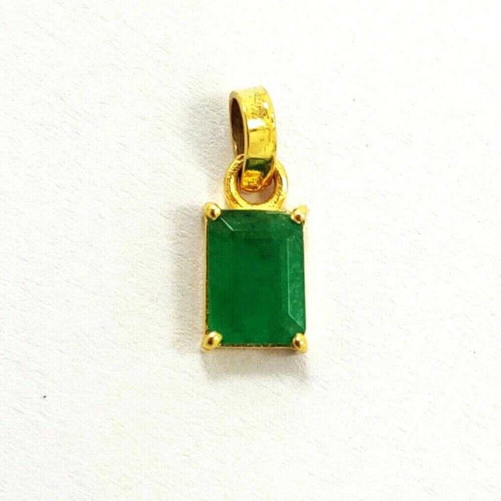 Pandantiv cu piatră prețioasă verde naturală, placat cu aur galben solid de 14K, realizat manual