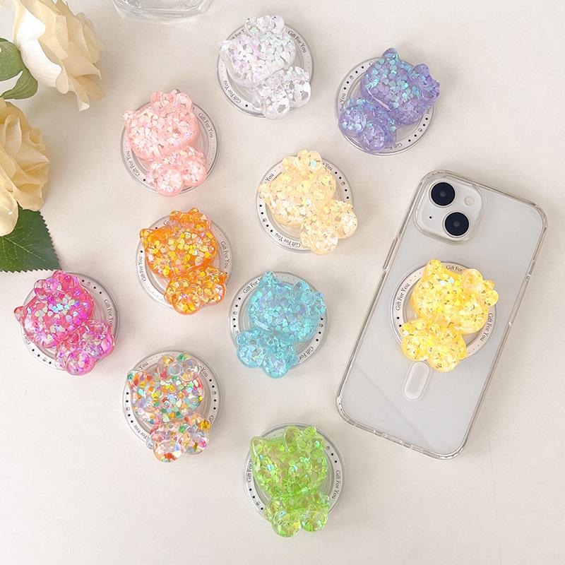 Creative Sequined Mobile Phone Airbag Bracket Magnetic Suction Retractable Magsafe Cartoon Kt Cat Drama Desktop Bracket