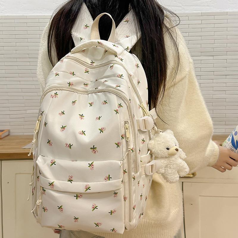 Schoolbag Korean Version Ins Strawberry Print Junior High School Student Sweet Wind Schoolbag Girl Campus Casual Versatile Small Fresh Backpack