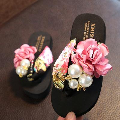 

Summer new non-slip children s flip-flops girls fashion beach shoes pinch sandals female flowers slippers women wear 25 синий