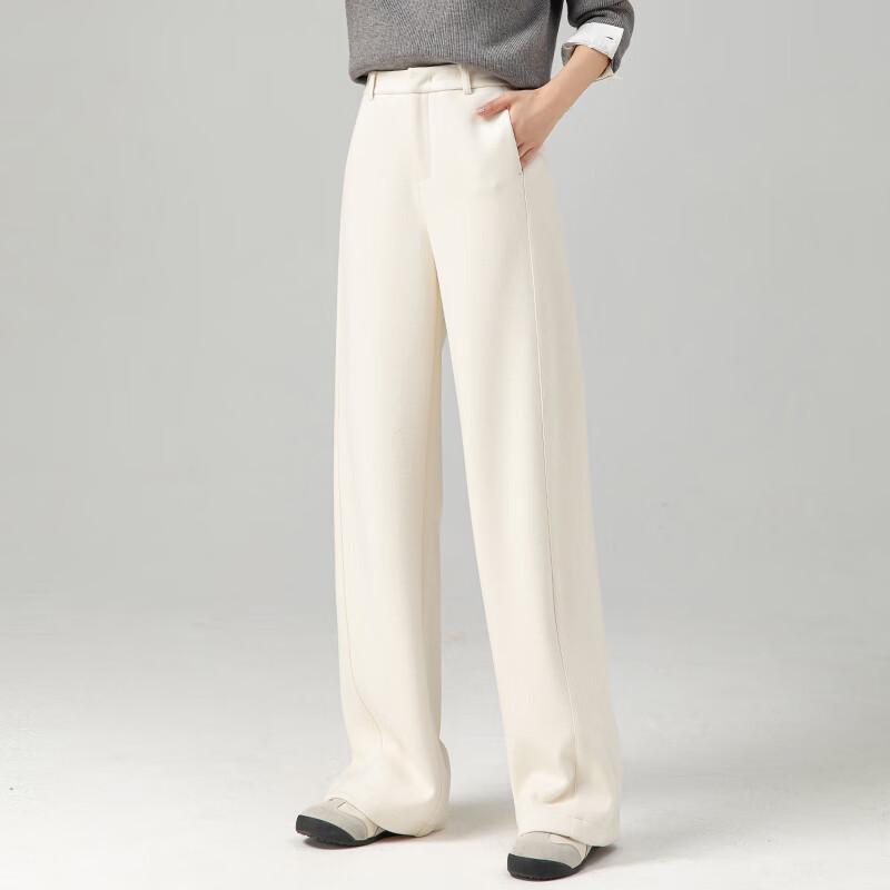 Fanzhen Women's Wool Blend Loose Wide-Leg Trousers
