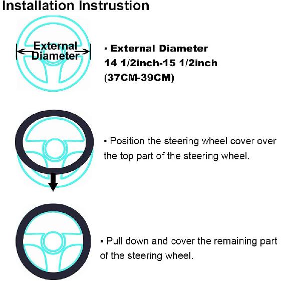 Fluffy Wool Sheepskin Fuzzy Black Car Steering Wheel Cover For Universal Auto Steering Wheel 14 1/2-15 1/2Inch, Anti-Slip, Soft Plush, Comforting And