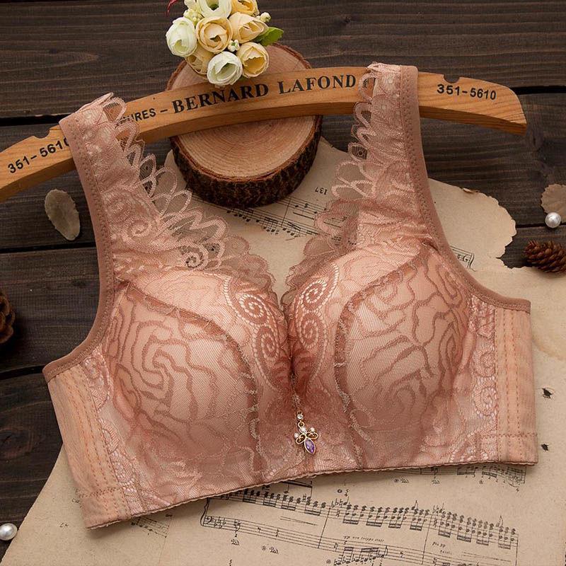 Lace Jacquard Solid Color Bra Deep V Gathered Bra 3/4 Cup Adjustable Shoulder Strap Bra No Steel Ring Underwear Anti-smearing Tube Top