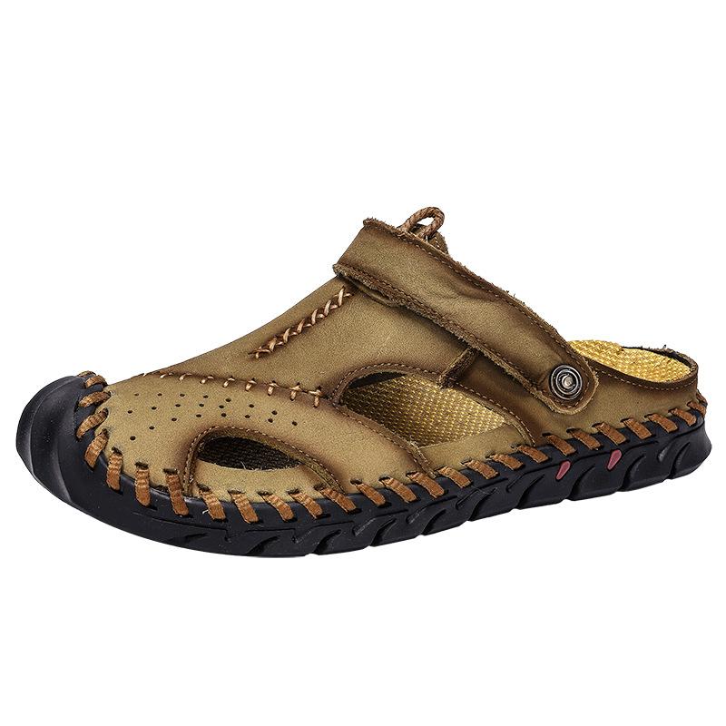 Fashion 2024 New Summer Men's Sandals Soft Comfortable Breathable Leather Sandals Men Outdoor Beach Sports Sandals Plus Size Men's Shoes