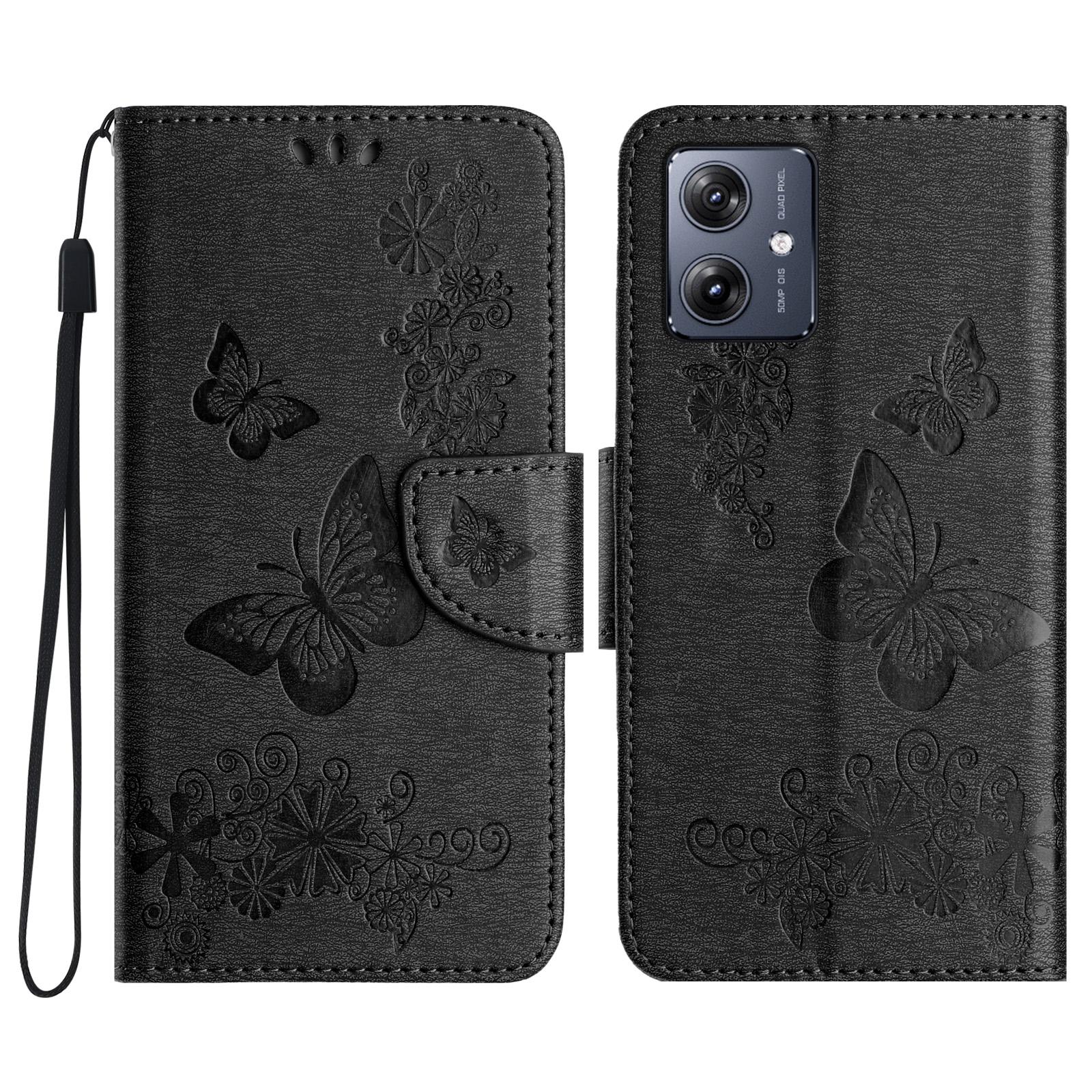

For Samsung Galaxy A06 4G Case Butterflies Flower Leather Wallet Flip Phone Cover Black
