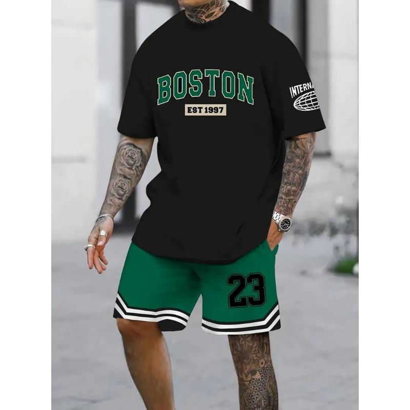 Neues Herren 3D-gedrucktes T-Shirt Set Harajuku Mode T-Shirt Kurzarm + Shorts Zwei Sets Übergröße Freizeit Sportanzug