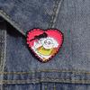 Comedy Anime Enamel Pin Custom Cartoon Character Heart Shape Metal Brooches Lapel Backpack Badge Jewelry Gift For Kids Friends