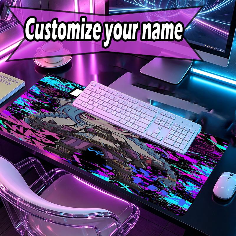 Custom Name Personalized Jinx Pattern Mousepad, Laptop PC Desk Mat, Decorative Desk Mat for Home Keyboard Pad Gift