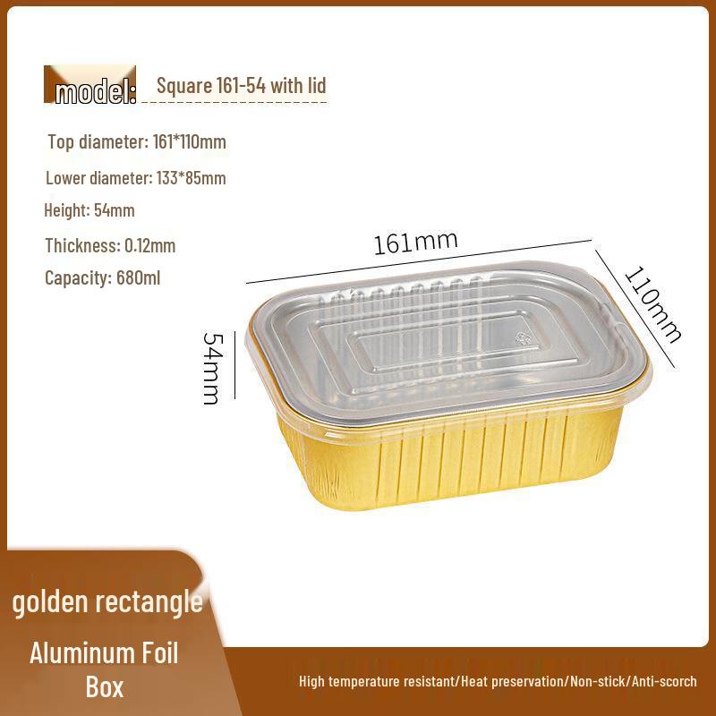 Min Nai Gold Rectangular Aluminum Foil Takeaway Containers