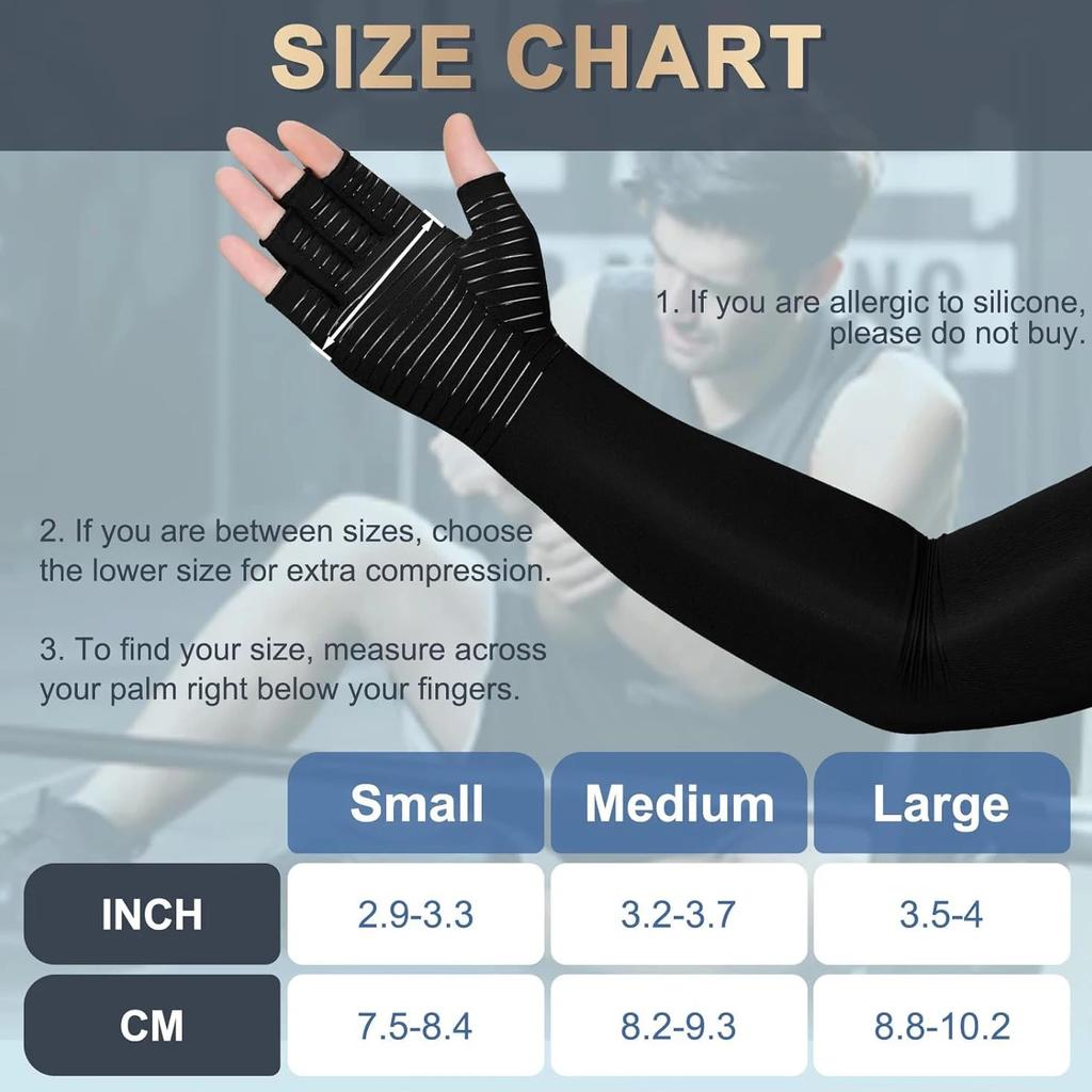 Long Copper Compression Arthritis Gloves For Women Men Medical Arm Hand Support Fingerless Pressure Relief