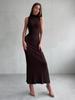 Elegant High Collar Sleeveless Knitted Dress for Autumn/Winter