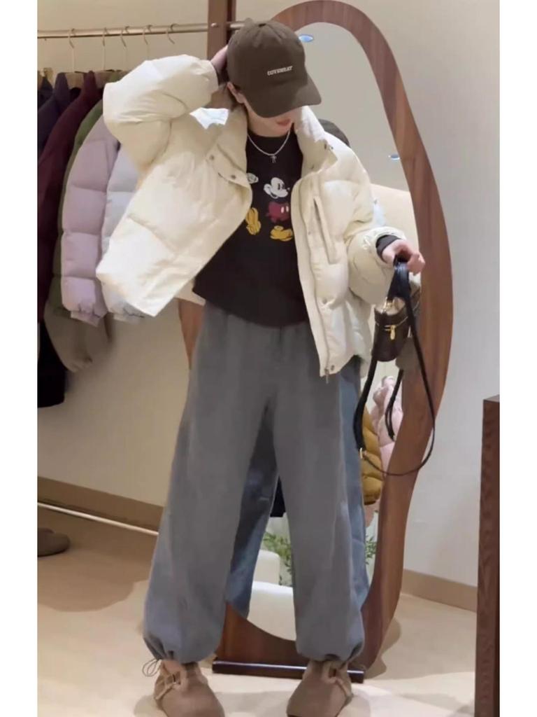 Women's 2024 Winter Down Cotton Short Stand-Up Collar Loose-Fit Jacket