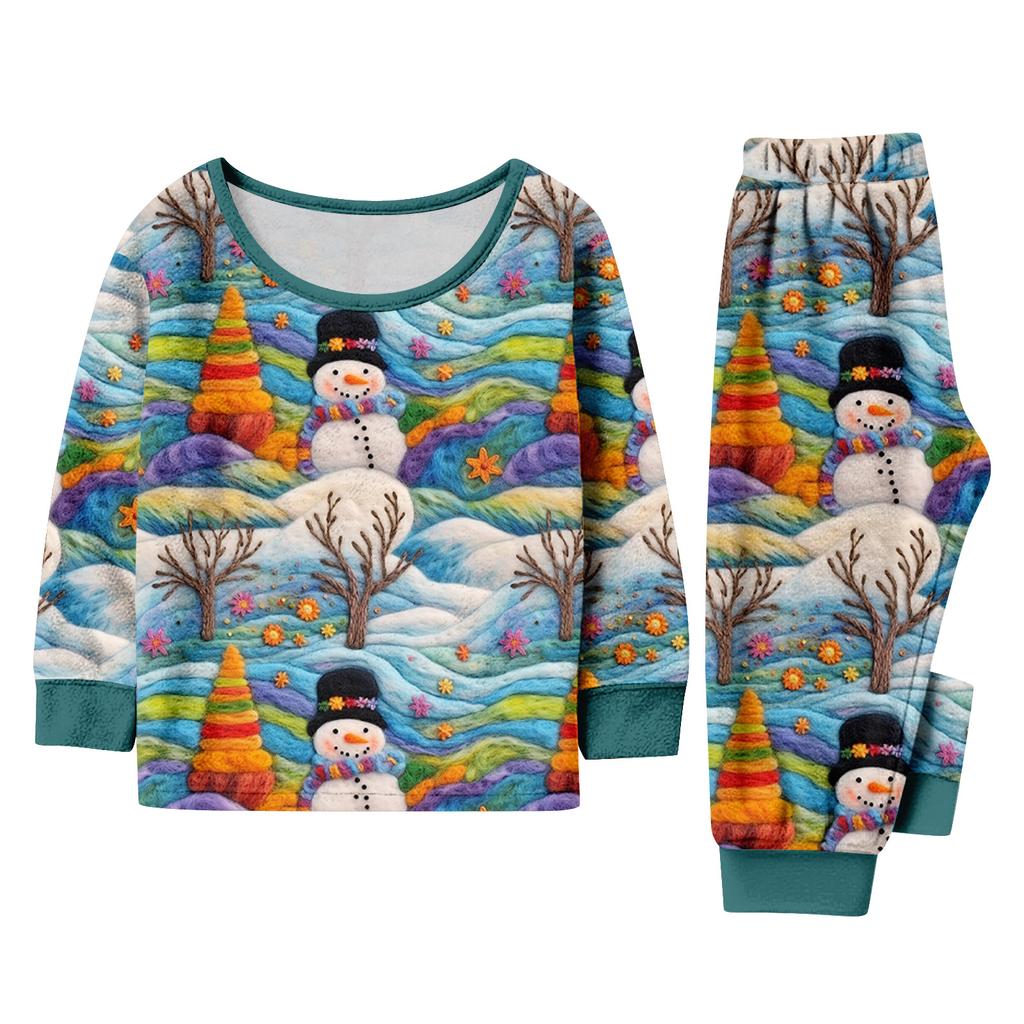 Matching Family Christmas Print Flannel Homewear Set Long-Sleeve Top And Pants
