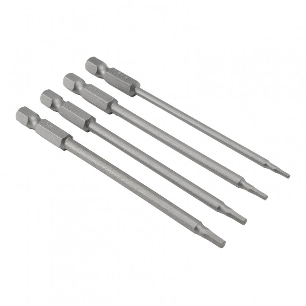 Alloy Steel Screwdriver Bits Silver 4pcs 1 4 Hex Shank Magnetic Head