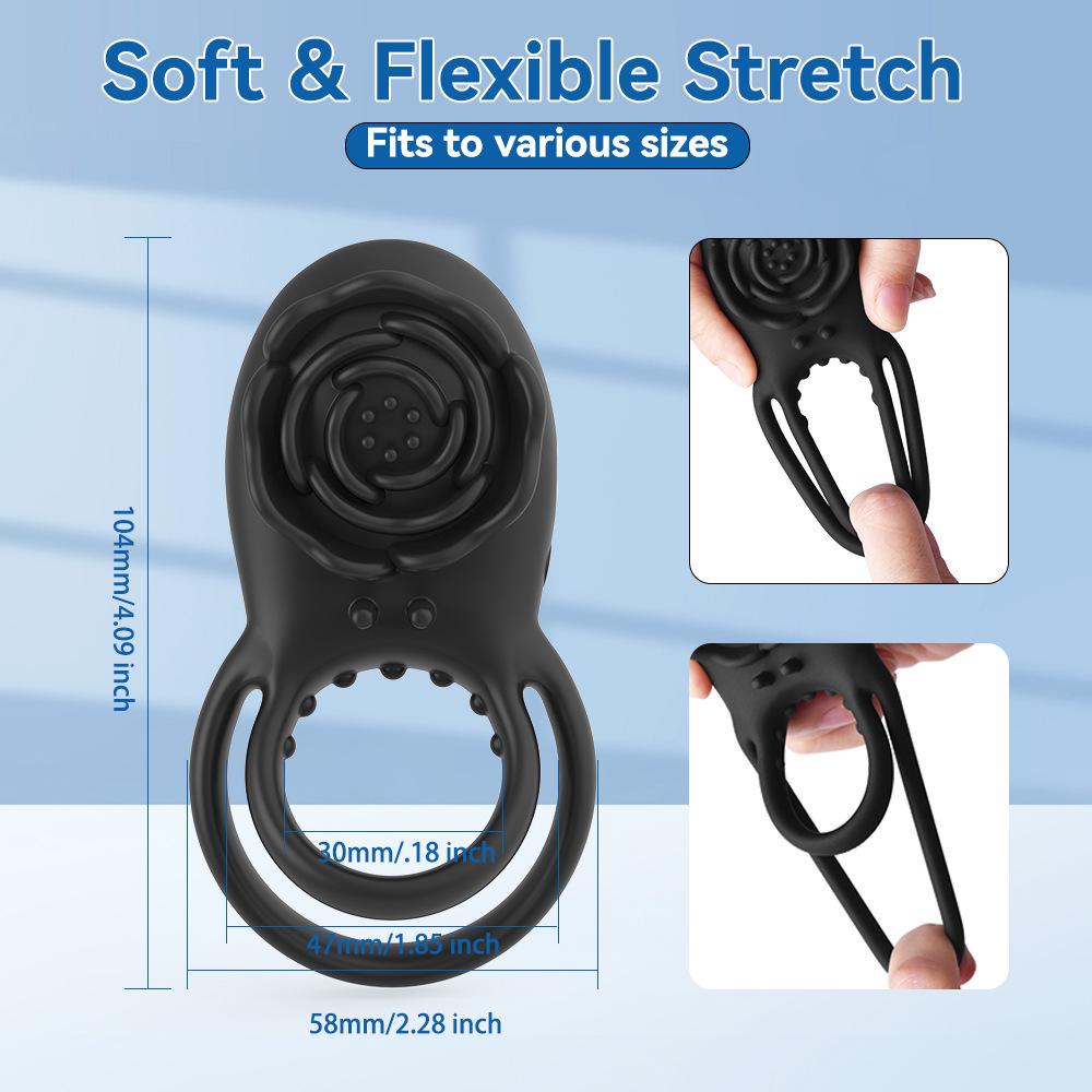 Rose Lock Vibrating Ring for Men, 8-Mode Magnetic Rechargeable Wearable Adult Toy