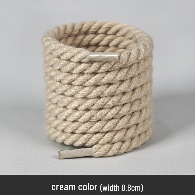 White Polyester Cotton Three-Strand Round Shoelaces - Versatile for Casual or Board Shoes (Pair)