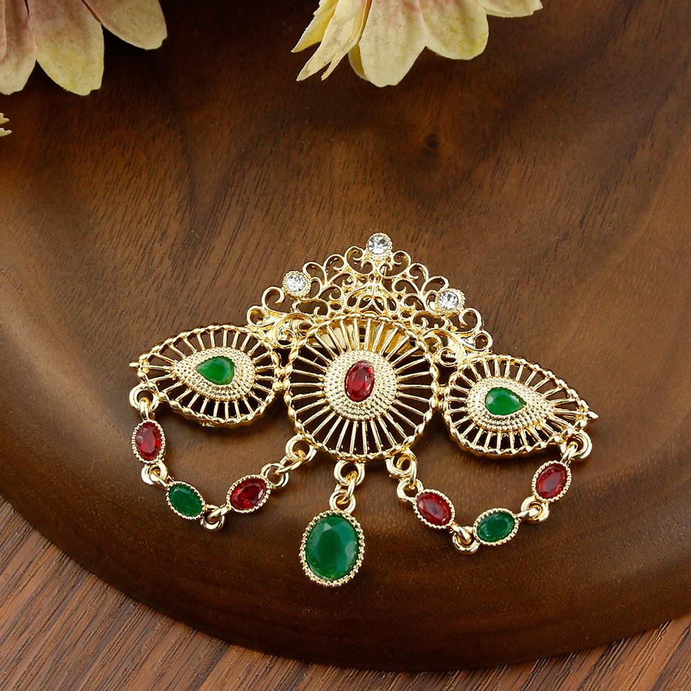 Fashion Crown Brooch Ladies Gold Color Crystal Bohemian Wedding Jewelry