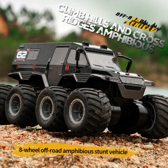 Amphibious 2.4GHz Remote Control Truck 8 Wheels Waterproof All Terrain RC Stunt Car