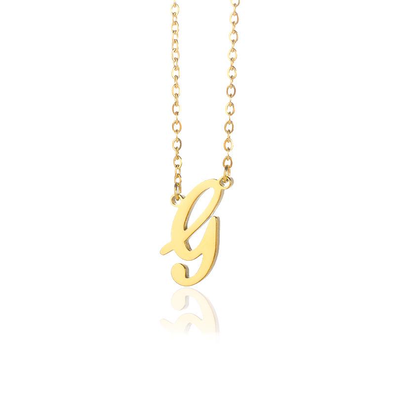 Stainless Steel Lowercase Letter Necklace with Clavicle Chain - European & American Design