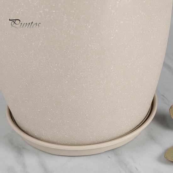 Funktionale Pflanzgefäße für das Wohnzimmer Moderner Blumentopf mit Untersetzer, Grau Blume Große Harzbehälter Entwässerungslöcher, Steinoptik Pflanzgefäß Innen Außen