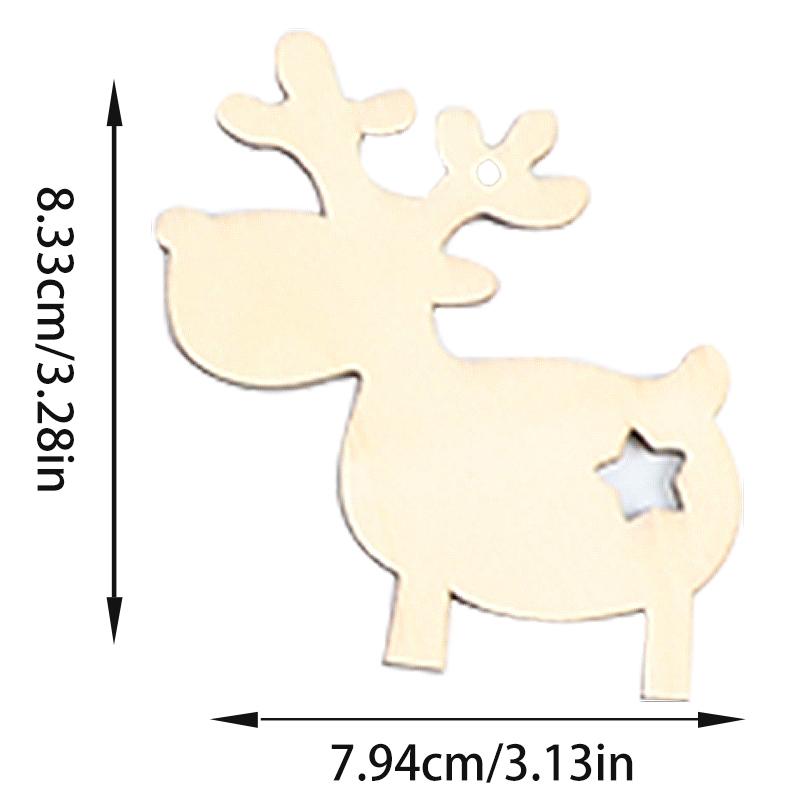 (10pieces/bag)7.94x8.33CM Christmas Elk Wooden Decorative Pendant New Year Room Matching Atmosphere Photo