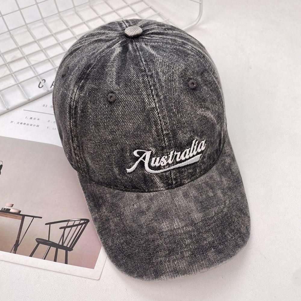 Wide Brim Denim Baseball Cap Korean Style Casual Duckbill Hat Letter Embroidery Peaked Cap  Outdoor