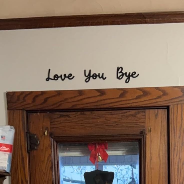 Love You Bye Sign Above Door, Bye Love You Wooden Script Sign Hallway Home Door, Wood Entryway Decor Door Topper, Express Love and Warm Family Sign