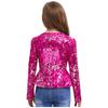 Mädchen Pailletten Strickjacke Oberteil Langarm Doppelreißverschluss Schößchen Design Cropped Jacke Geburtstagsparty Oberbekleidung